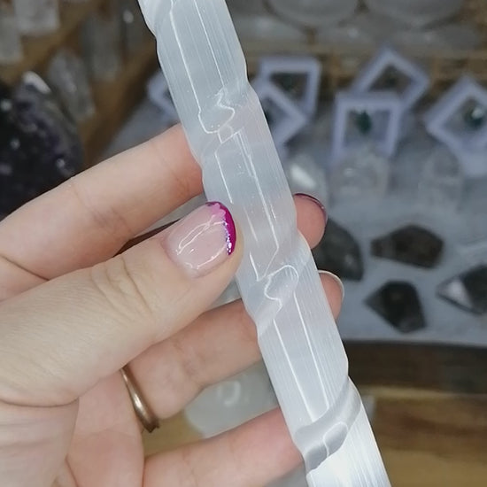 Selenite Crystal Spiral Wand