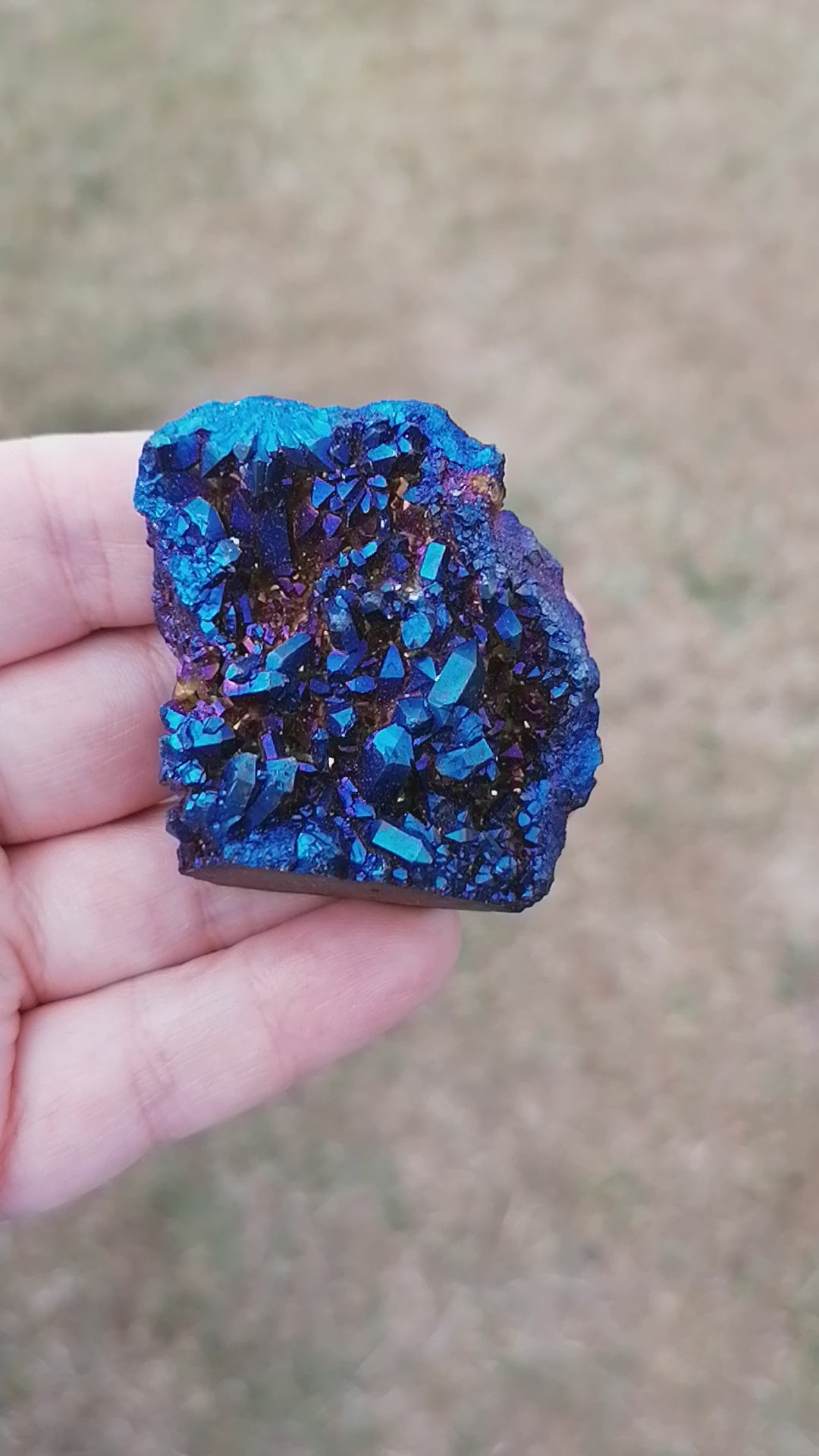 a dark blue aura druzy