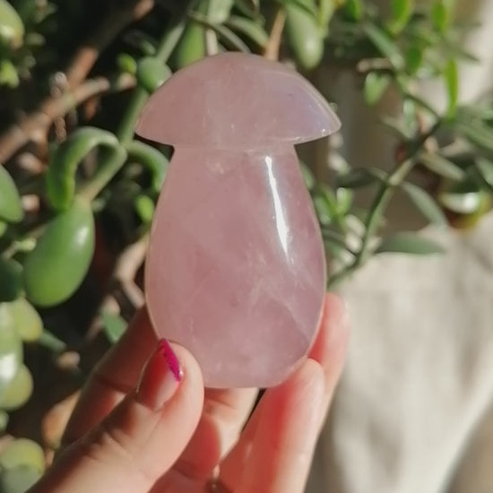 Large Pink Rose Quartz Mushroom