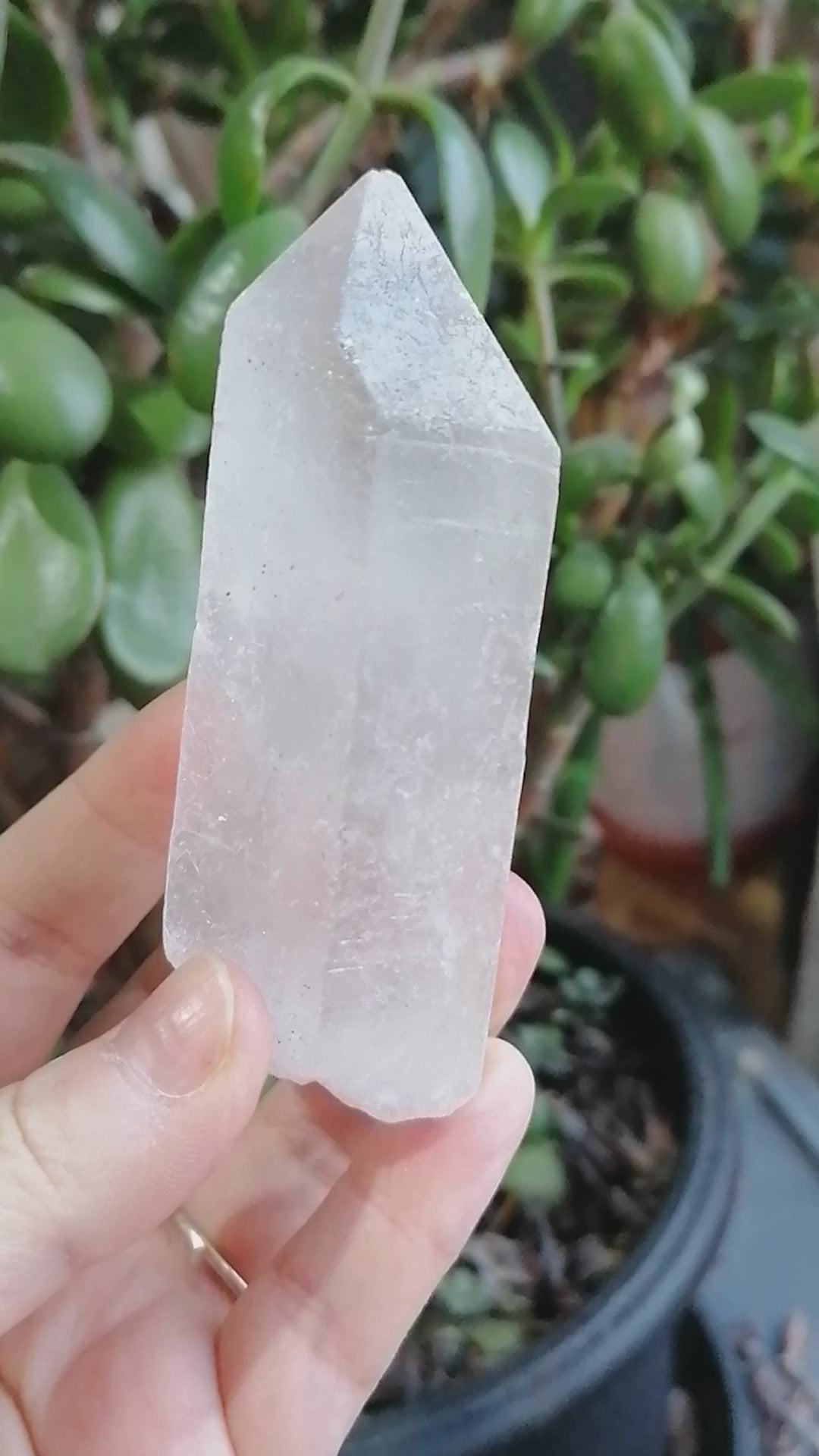 clear quartz point chunky and frosty