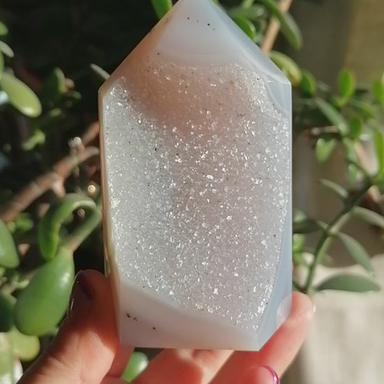 Blue Agate Tower with druzy