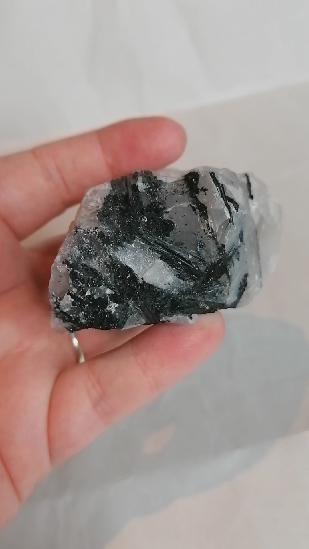 short video of all sides of the tourmalated quartz raw chunk