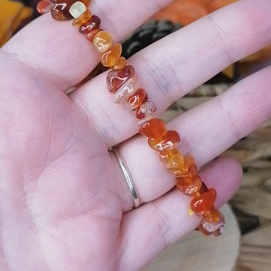 carnelian crystal chip bracelet