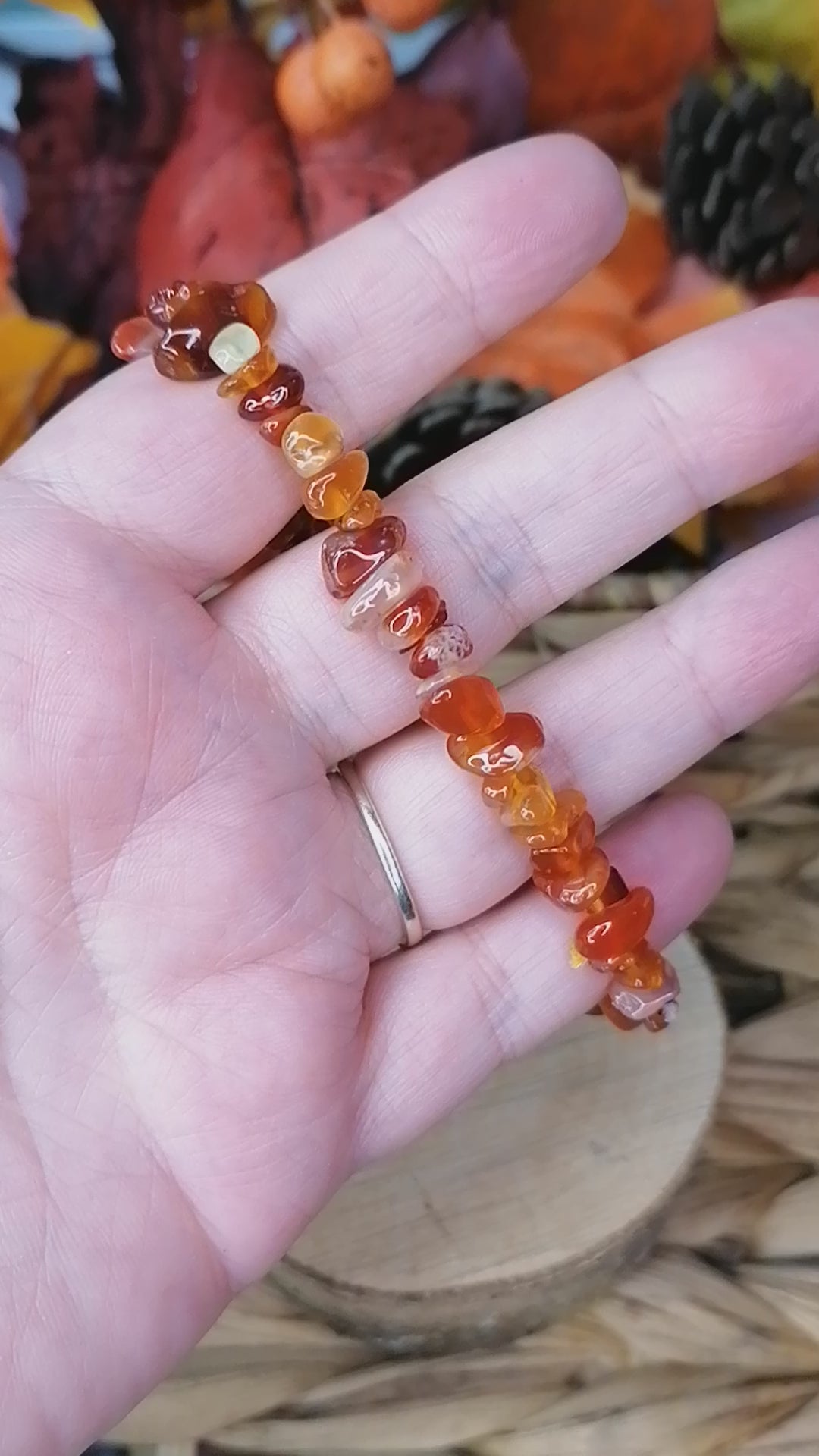 carnelian crystal chip bracelet