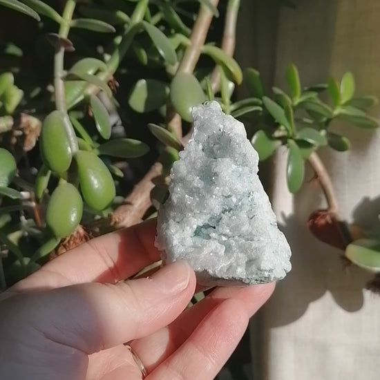 light blue aura quartz cluster