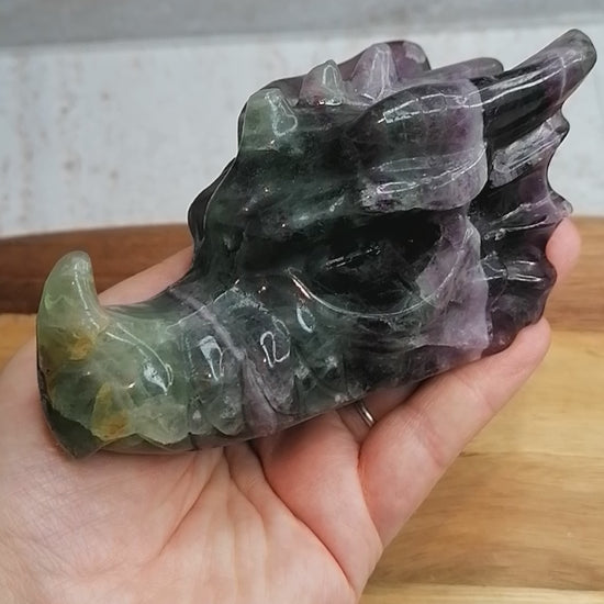 Dark Purple Fluorite Crystal Dragon Head