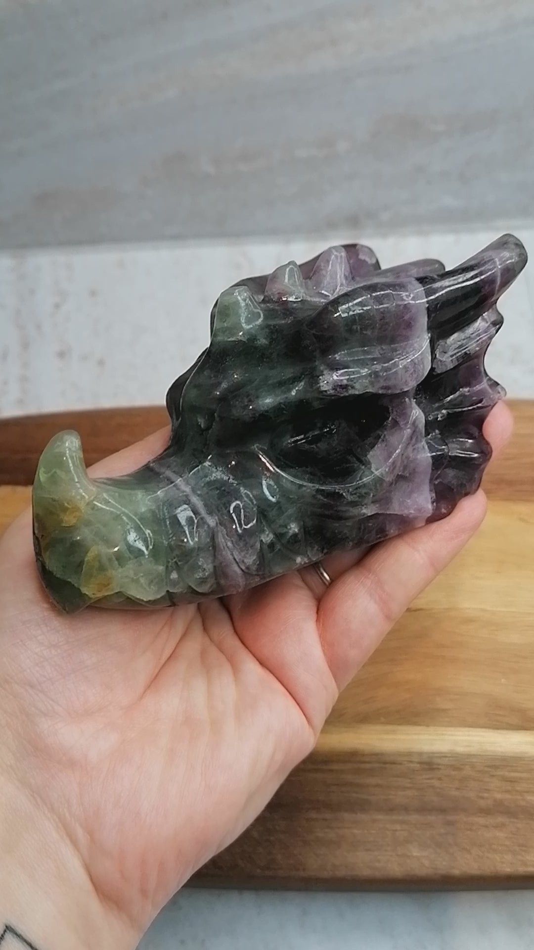 Dark Purple Fluorite Crystal Dragon Head