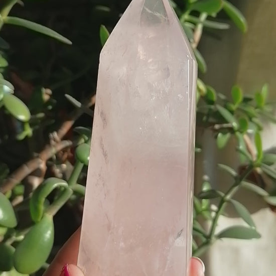 Large Gemmy Pink Rose Quartz Tower