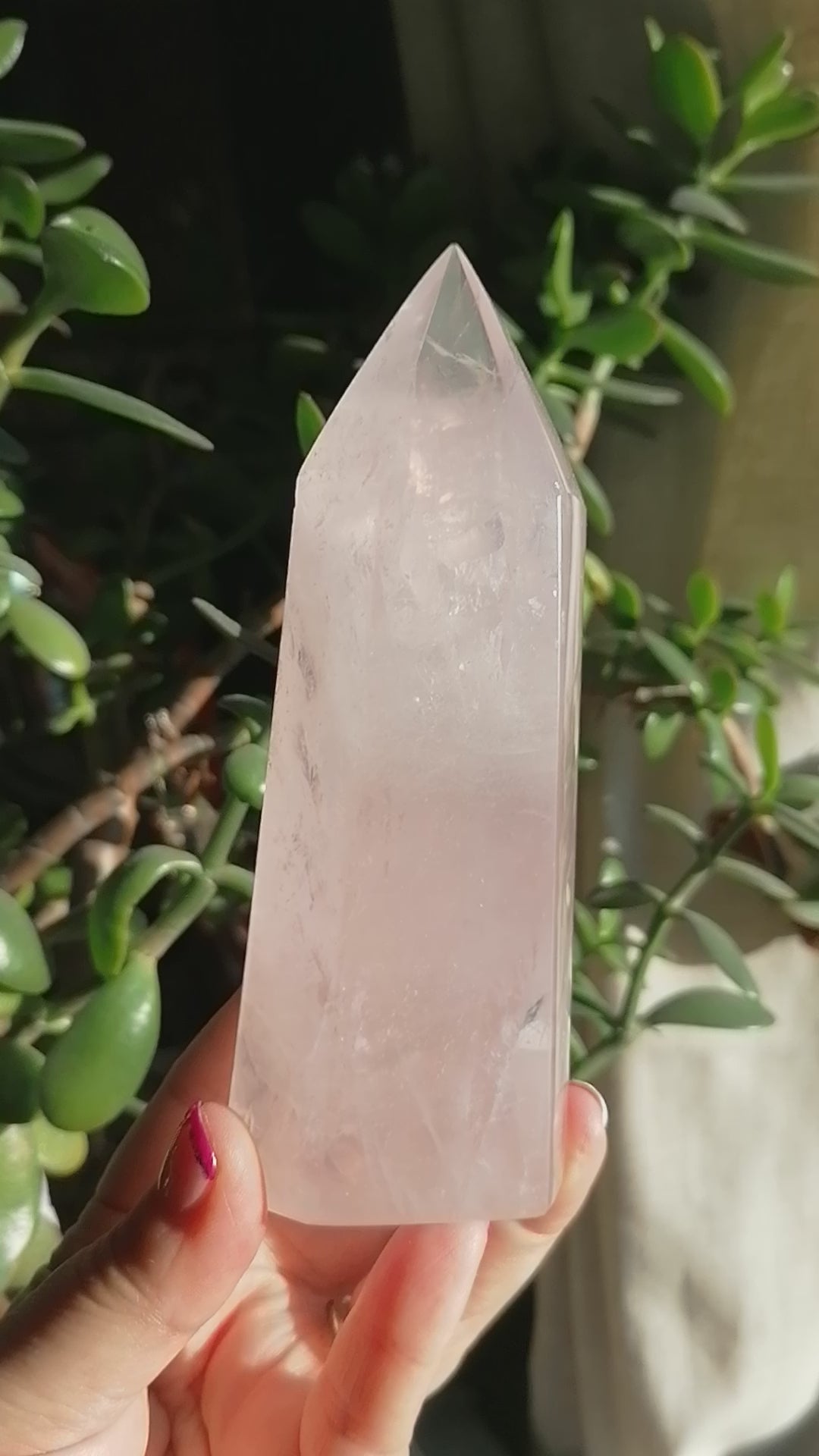 Large Gemmy Pink Rose Quartz Tower