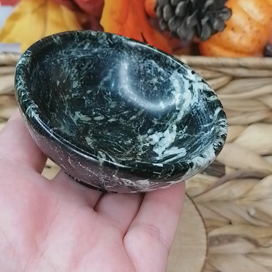 Black Jasper Calcite Crystal Bowl