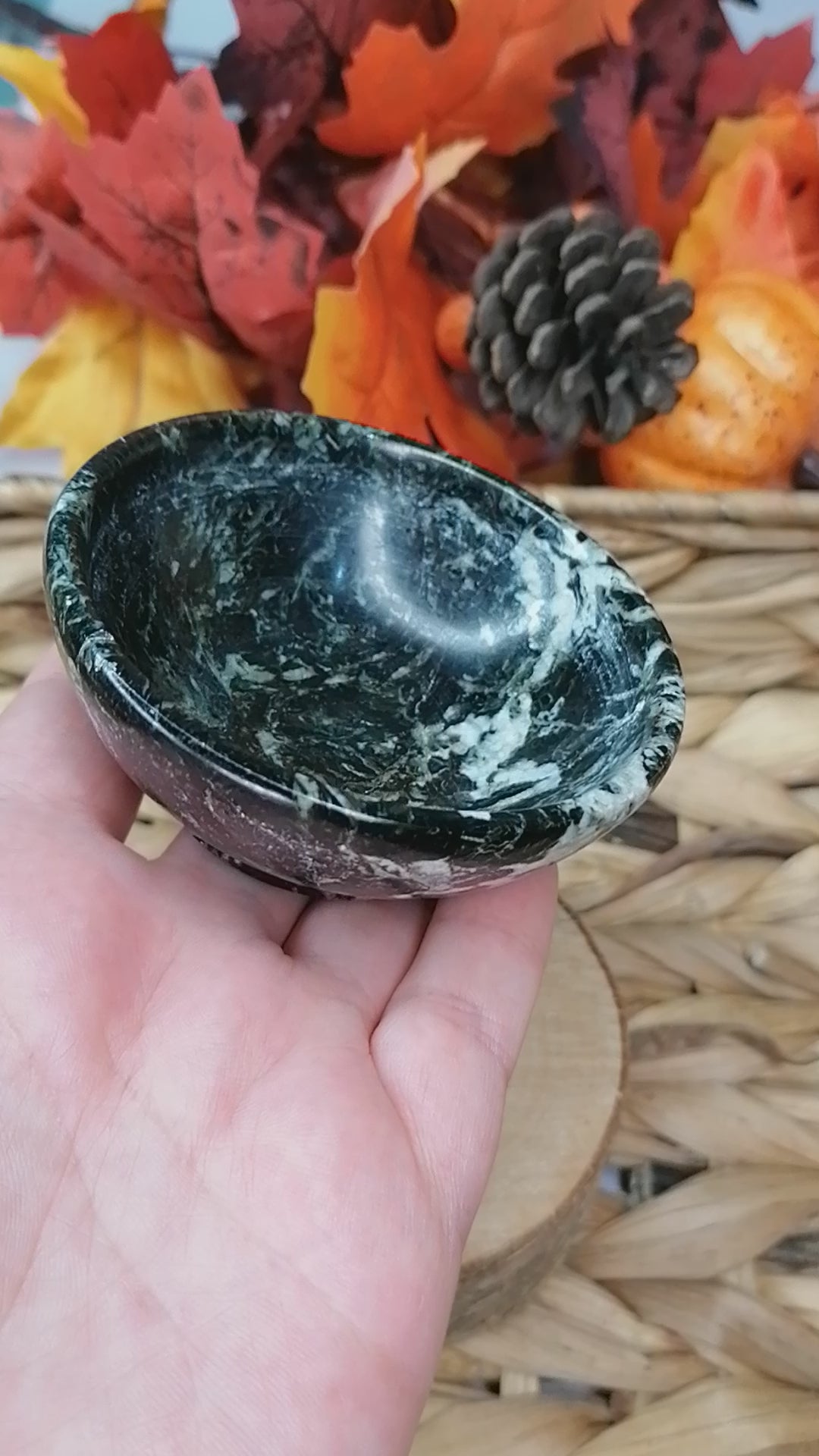 Black Jasper Calcite Crystal Bowl