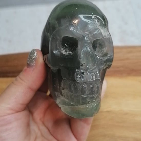 Dark Green Fluorite Skull 