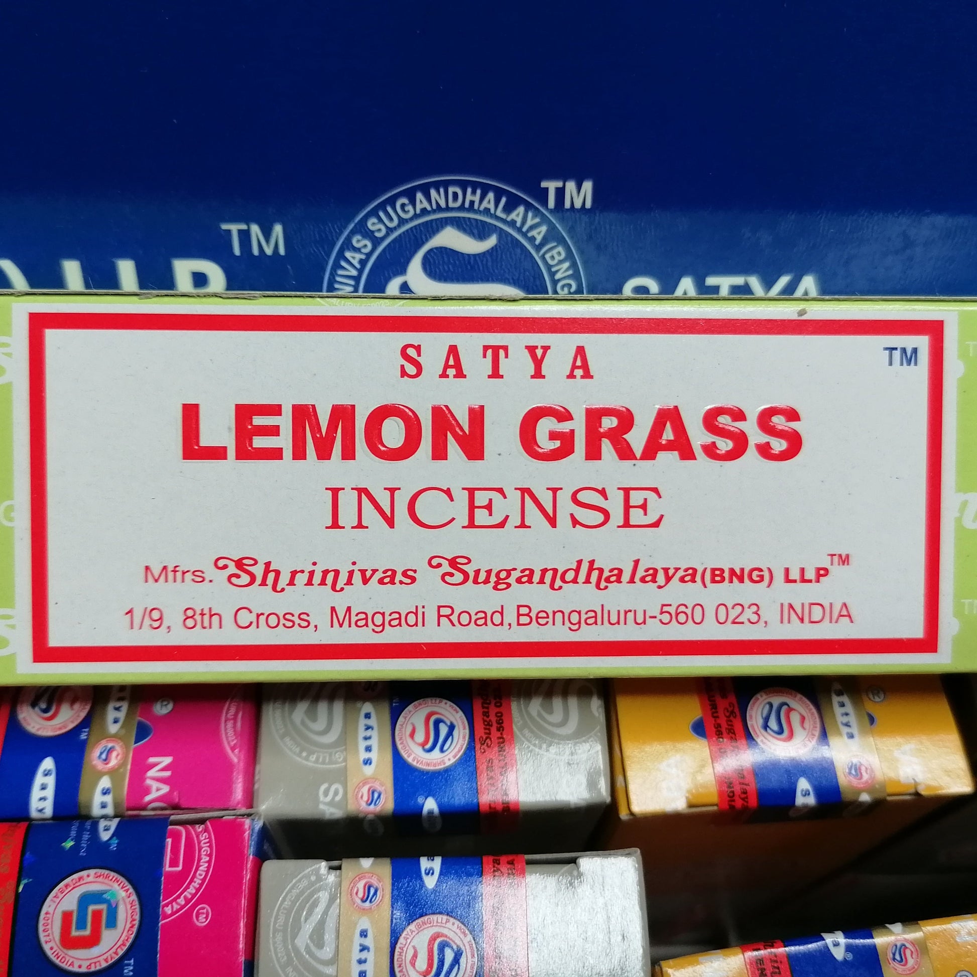 lemon grass Satya incense joss sticks in a green box