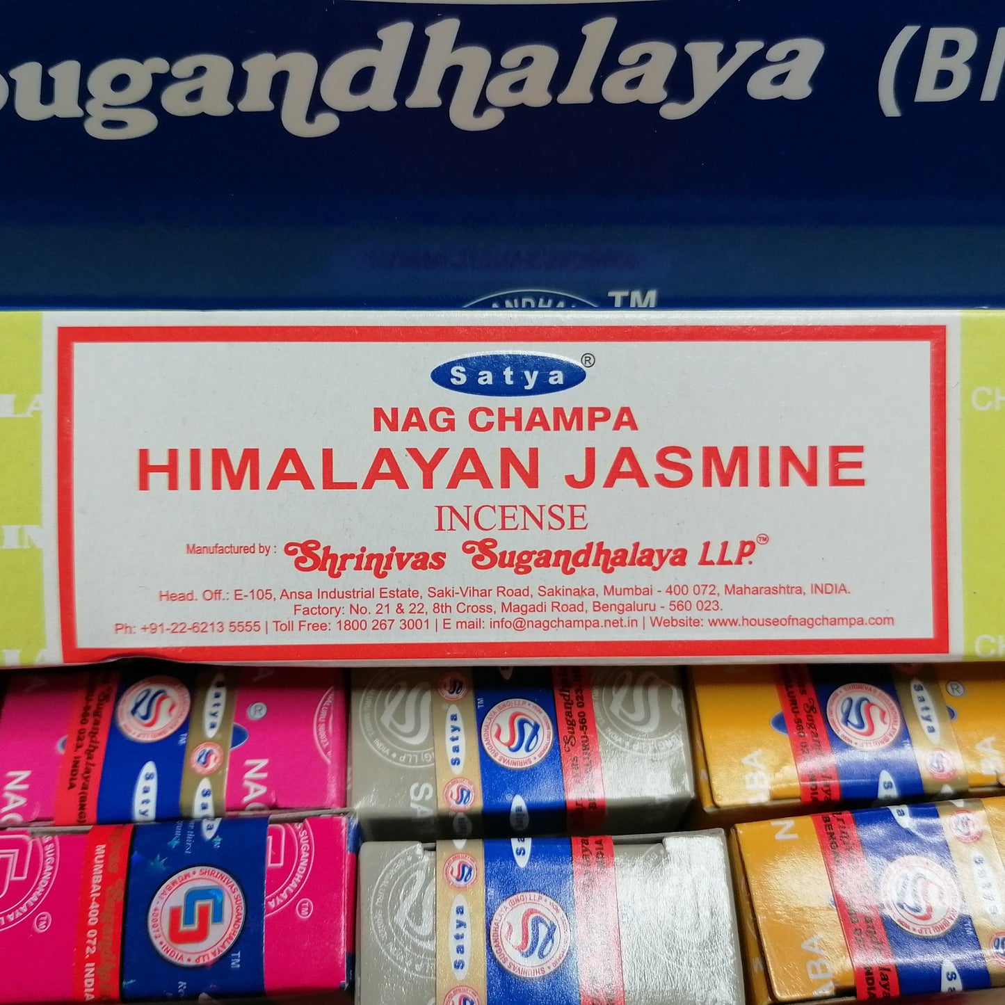 himalayan jasmine Satya incense joss sticks in a yellow box