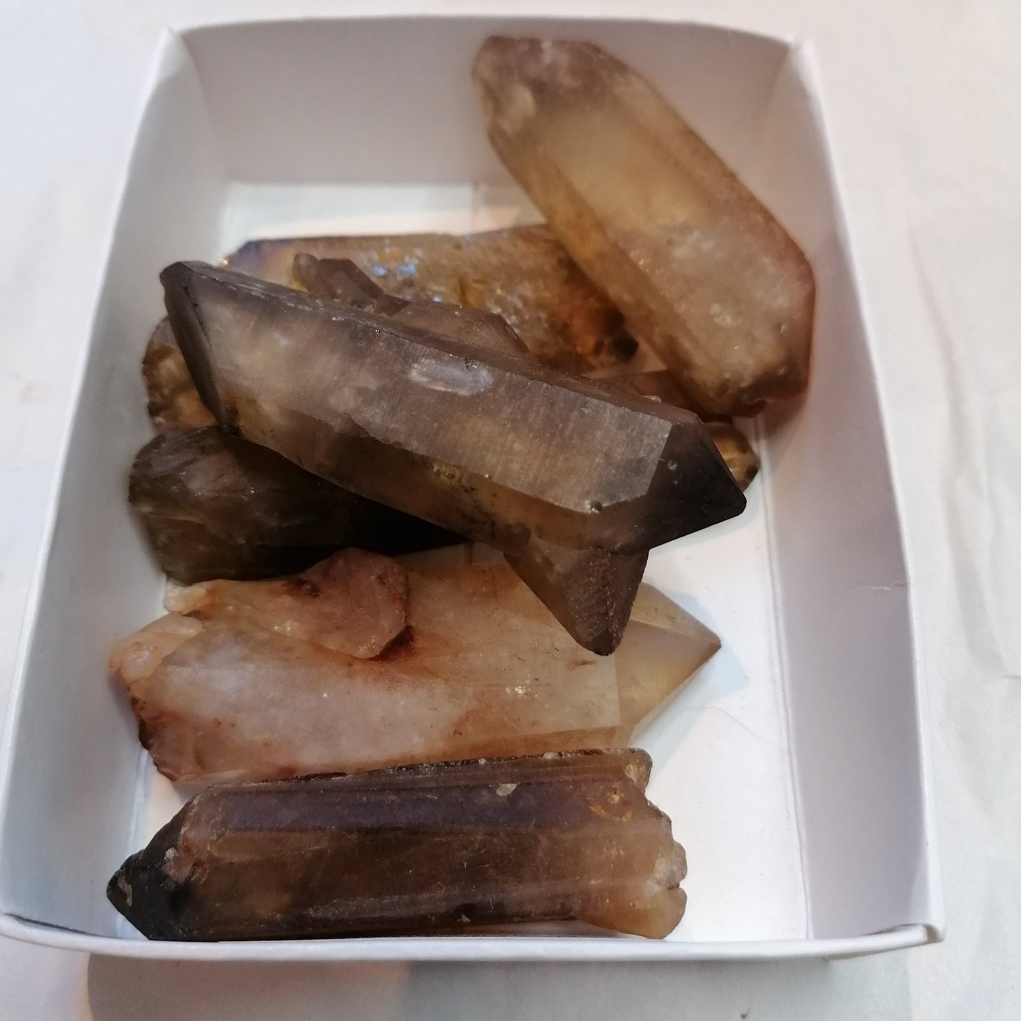 six natural raw dark amber citrine crystal point