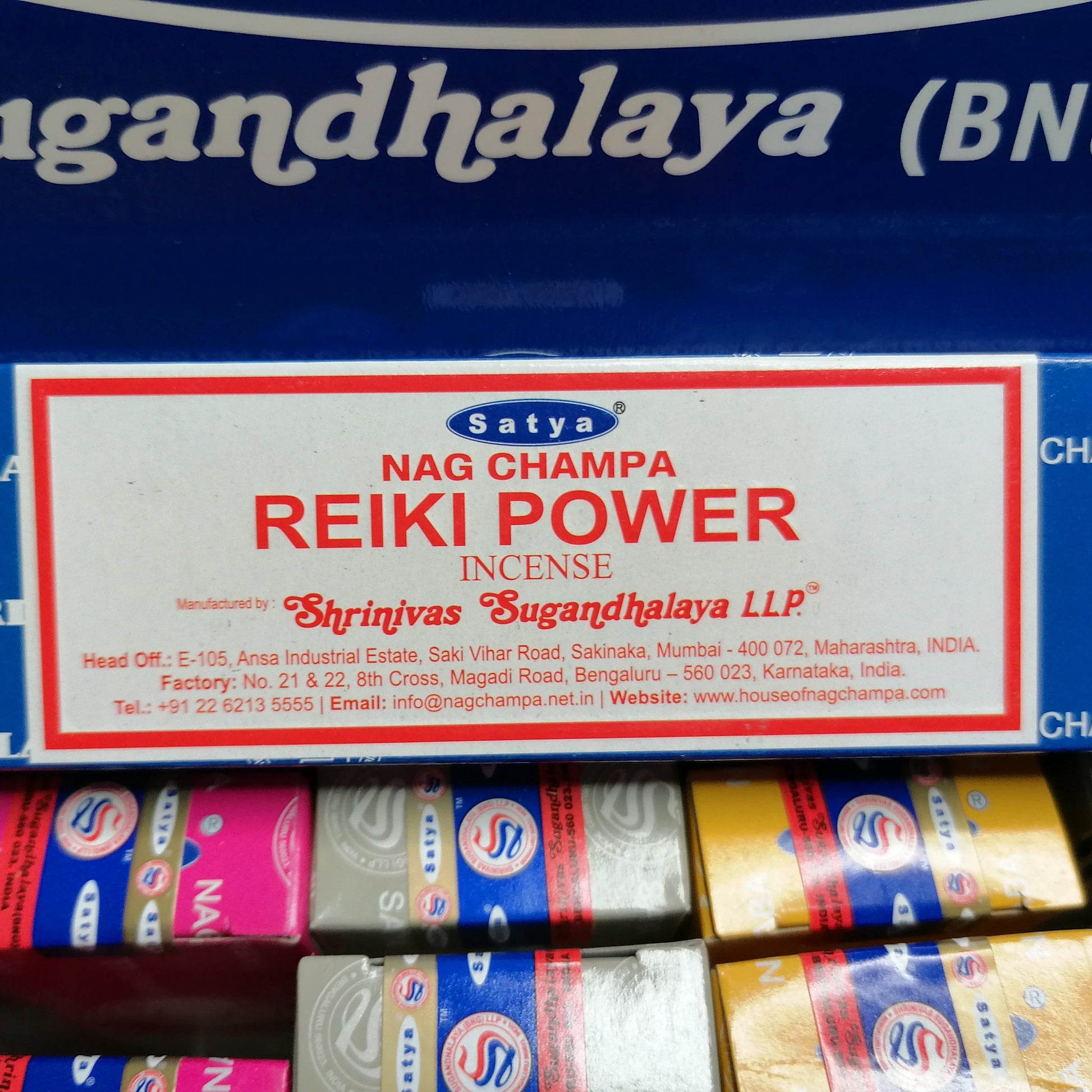 reiki power Satya incense joss sticks in a blue box