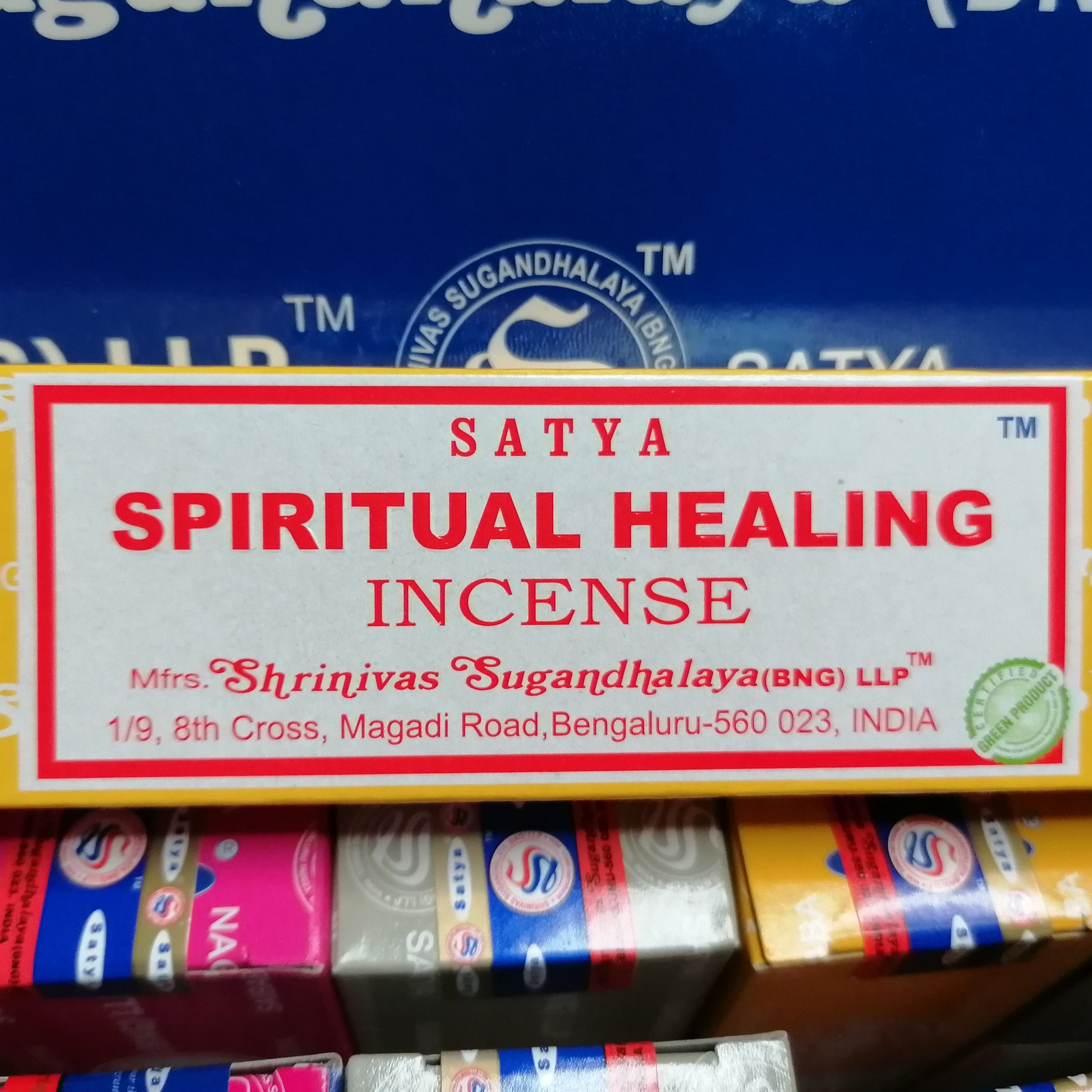 spiritual healing Satya incense joss sticks in a yellow box