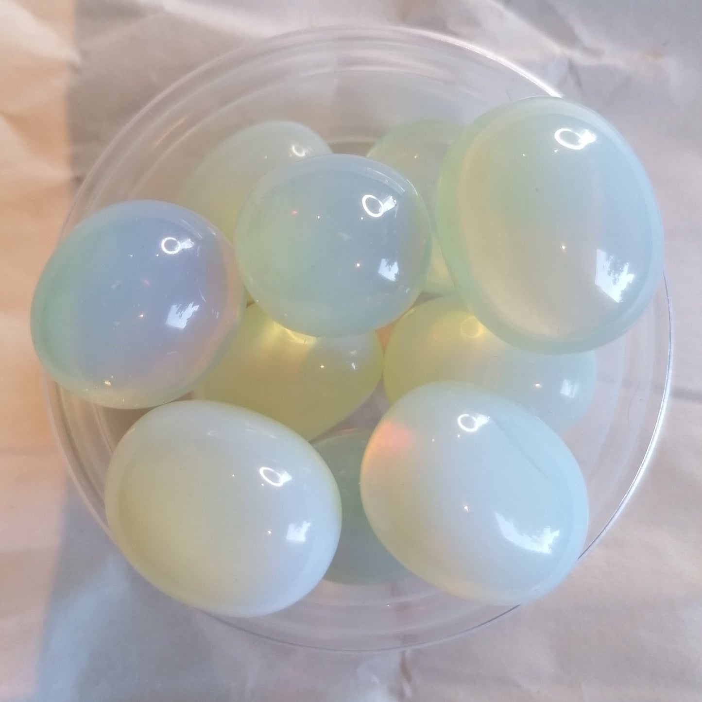 opalescent white opalite tumblestones