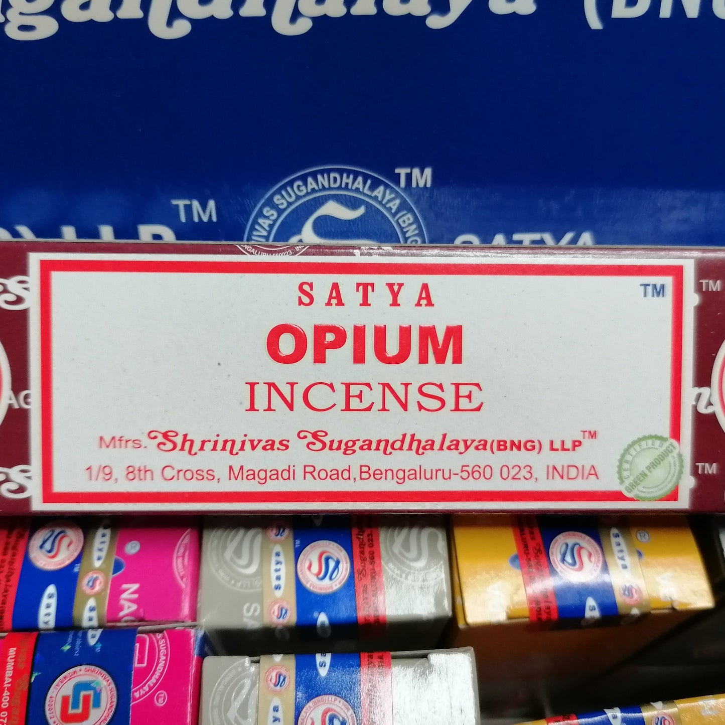 opium Satya incense joss sticks in a brown box