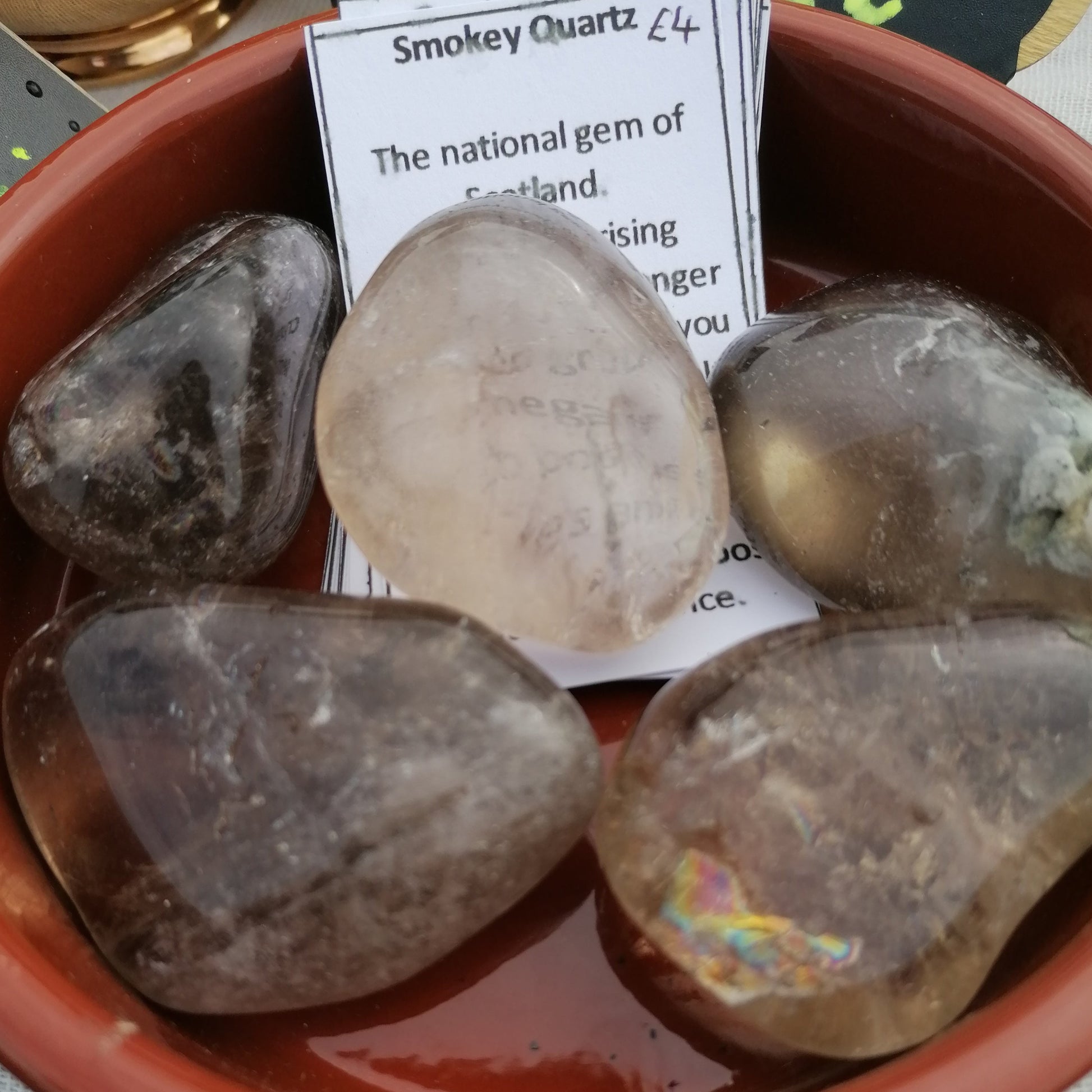 clear brown smokey quartz tumblestone