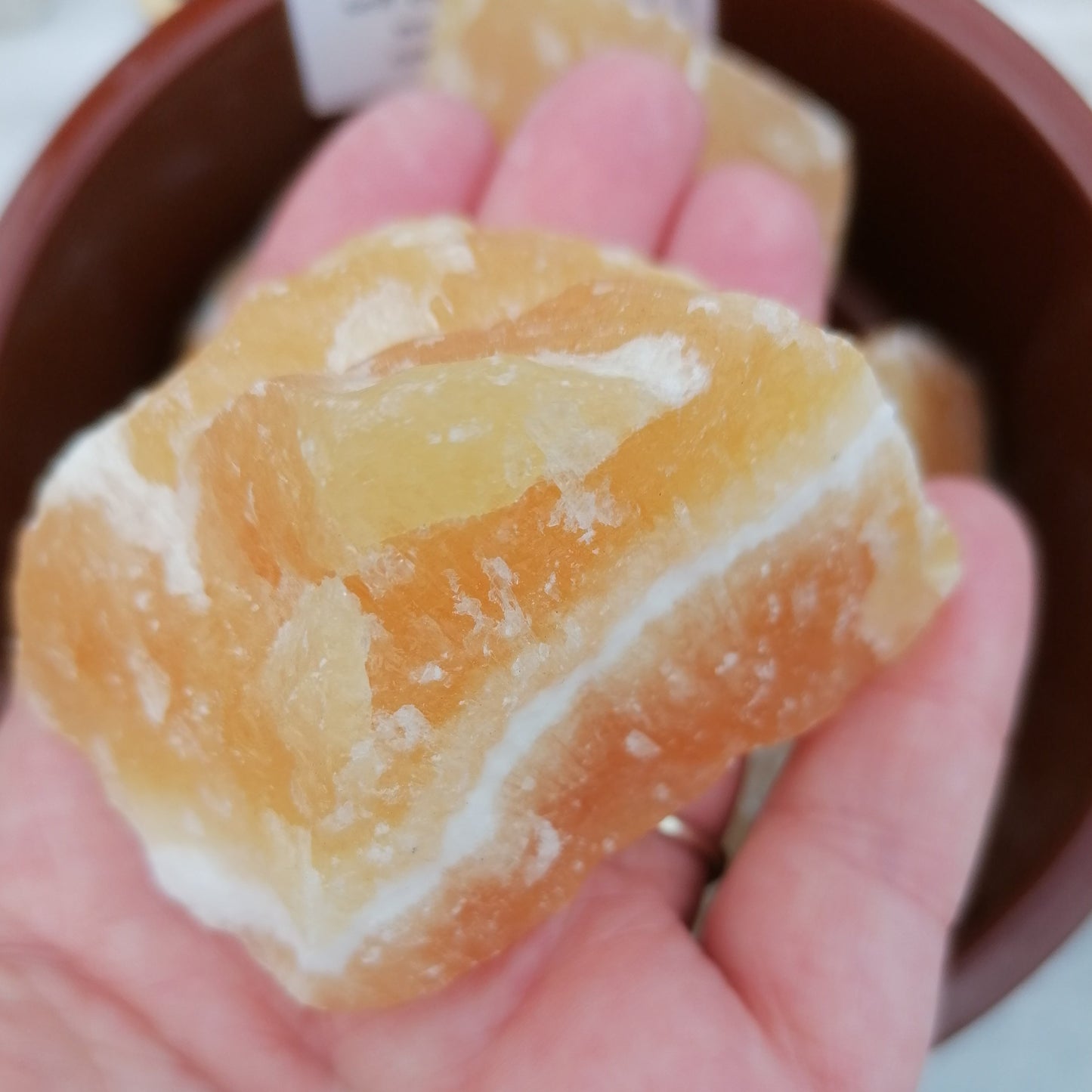 large orange raw chunks of orange calcite