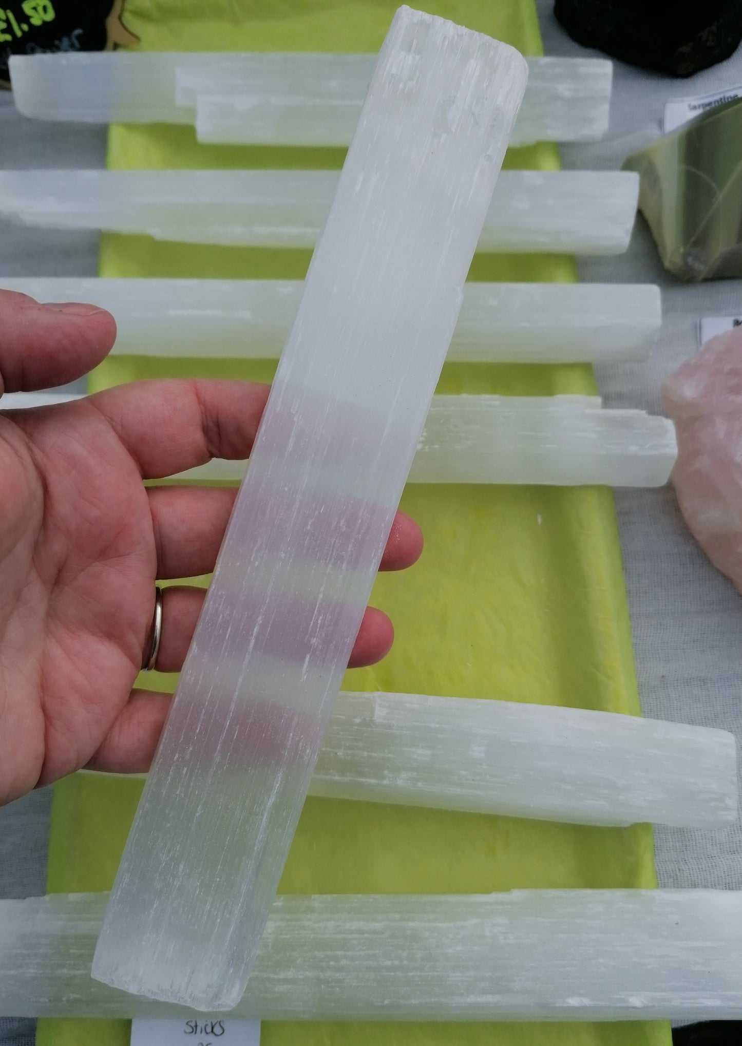 large white selenite stick wand