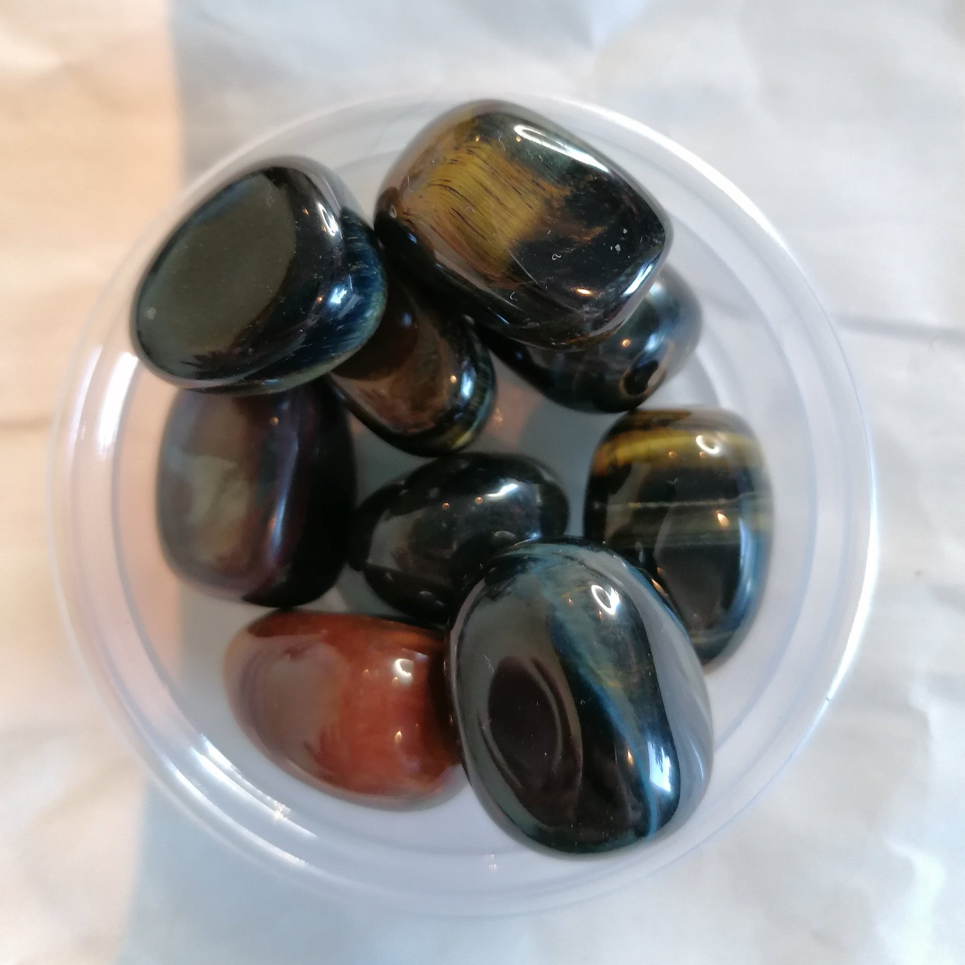 blue and gold tigers eye crystal tumblestone