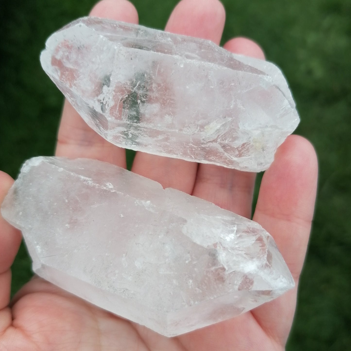 two large clear quartz points