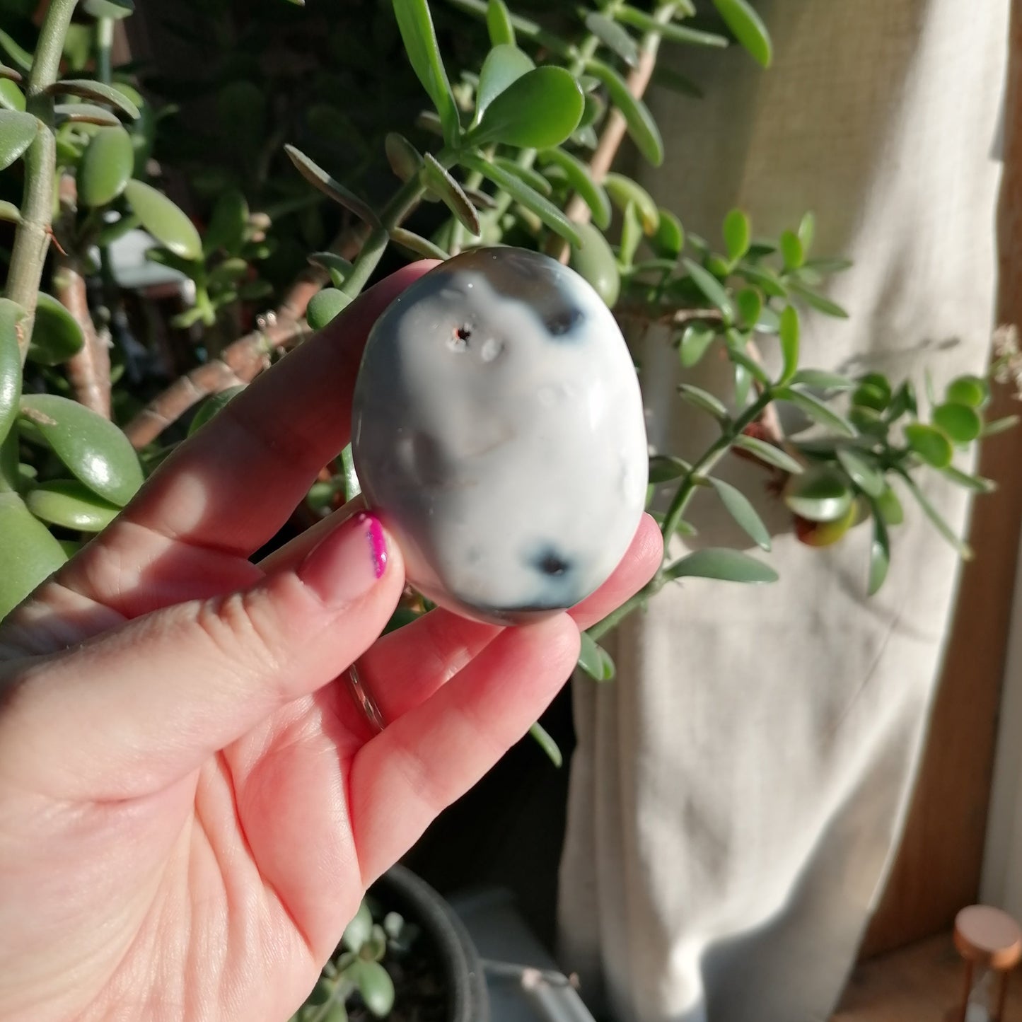 white and grey orca agate palmstone